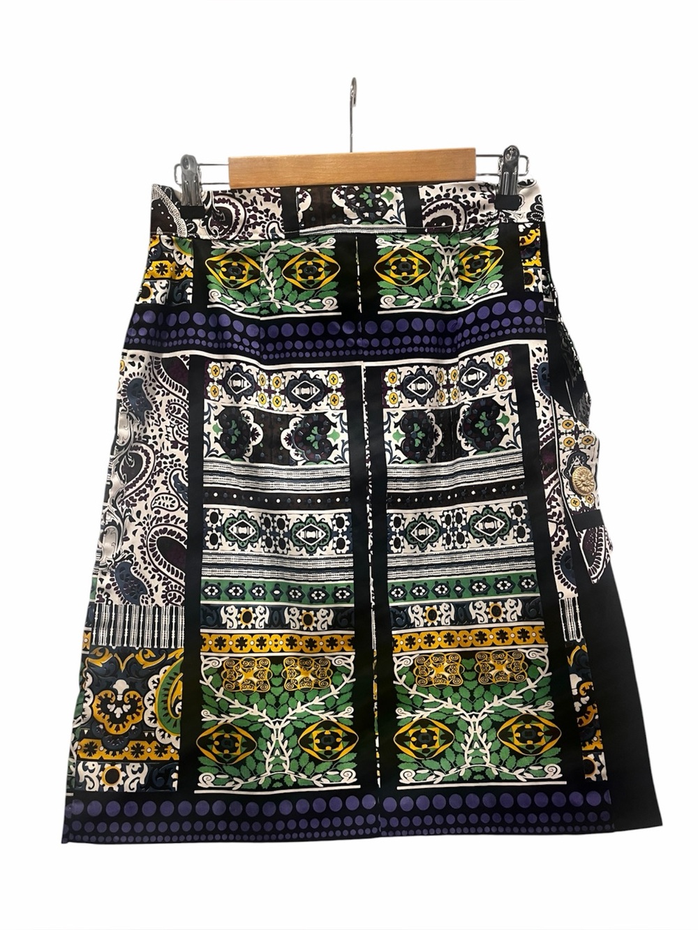 Vanela LaMar Upcycled Office Career Mosaic Paisley Print Pencil Skirt OS Travel - Picture 1 of 17